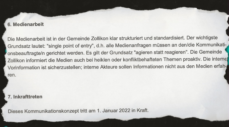 Ausriss aus dem Kommunikationskonzept der Gemeinde