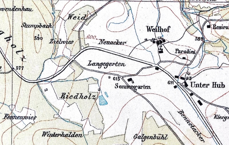 Der Weiher auf der Wildkarte um 1860