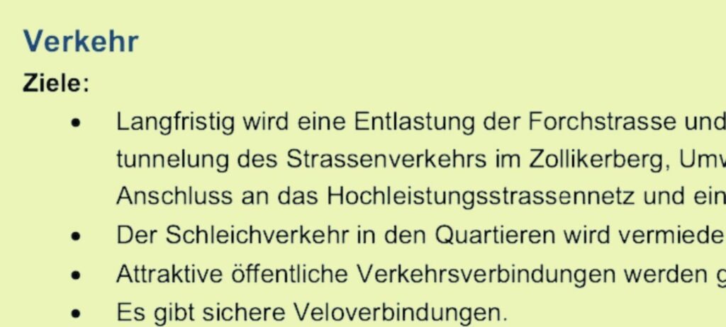 Ausriss aus den Legislaturzielen des Gemeinderats