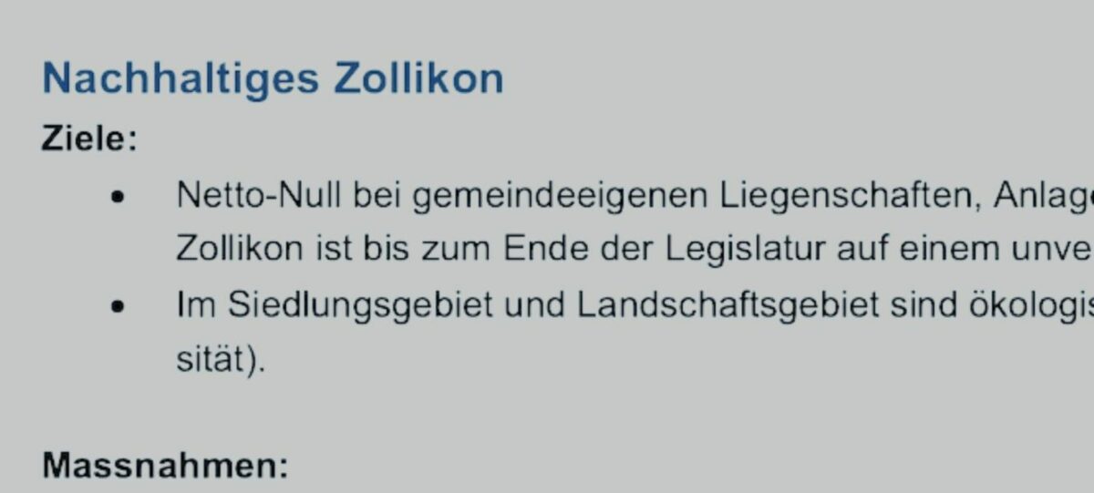 Ausriss aus Legislaturzielen des Gemeinderats