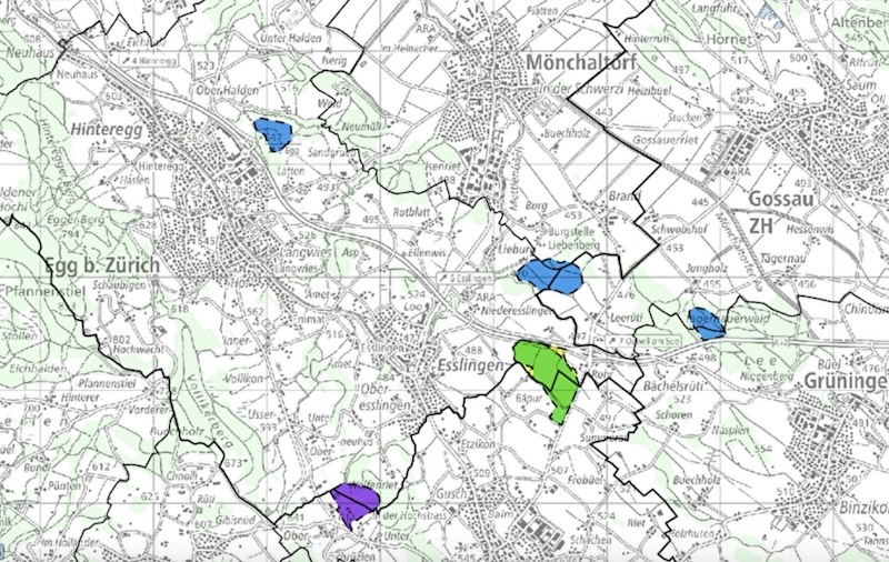 4 Deponie-Standorte auf dem Gemeindegebiet von Egg (Karte: Gemeinde Egg)